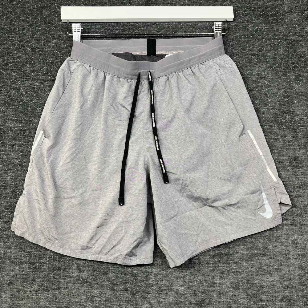 Nike Dri-FIT Athletic Shorts Men's Gray Lined Stretch Drawstring Sports - Small